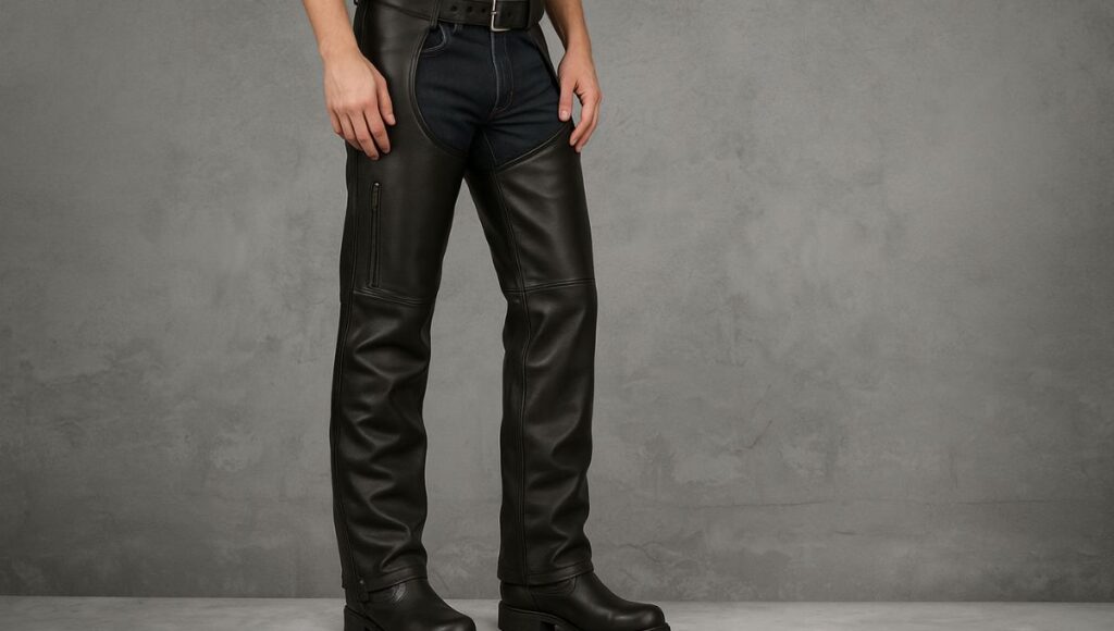 Biker Black Leather Chaps – The Ultimate Riding Gear for Men and Women in the USA 3 Biker Black Leather Chaps