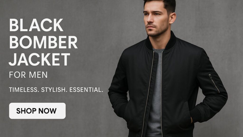 Black Bomber Style Jacket for Men 1 Black Bomber Jacket for Men