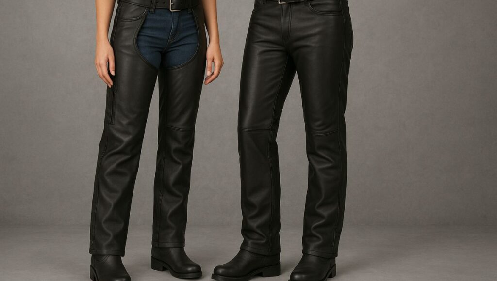 Biker Black Leather Chaps – The Ultimate Riding Gear for Men and Women in the USA 1 Motorcycle Leather Chaps